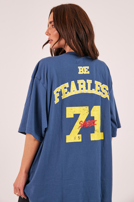 THE VERY OVERSIZED DREAM BIG BEADED TEE - BLUE