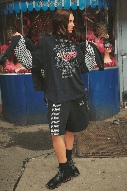 THE BE HAPPY GINGHAM LONG SLEEVE TEE