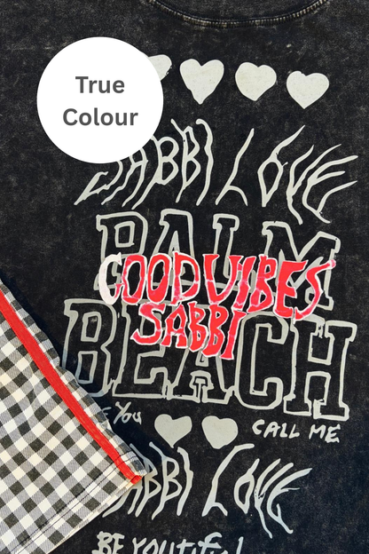 THE BE HAPPY GINGHAM LONG SLEEVE TEE