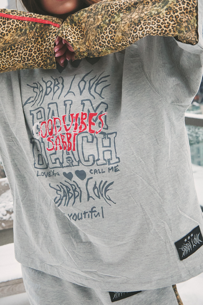 THE BE HAPPY LEOPARD LONG SLEEVE TEE